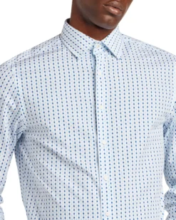 LF Tailored Shop Guitar Print Slim Fit Dress Shirt - Blue