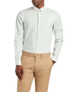 LF Tailored Shop Dobby Stripe Skinny Fit Dress Shirt - Green