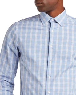 LF Check Slim Fit Dress Shirt - Blue Tailored Shop