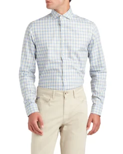 LF Tailored Shop Slub Check Skinny Fit Dress Shirt - Yellow & Blue