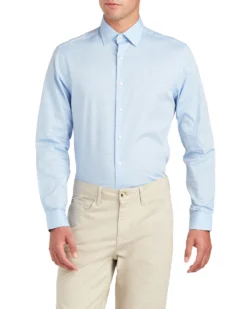 LF Tailored Shop Diamond Dobby Check Skinny Fit Dress Shirt - Blue