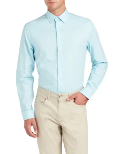 LF Slub End-on-End Slim Fit Dress Shirt - Teal Tailored Shop