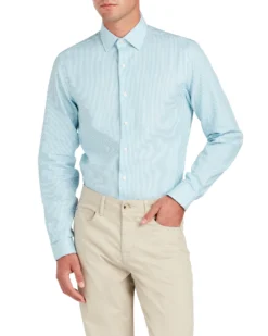 LF Dobby Stripe Skinny Fit Dress Shirt - Teal Tailored Shop