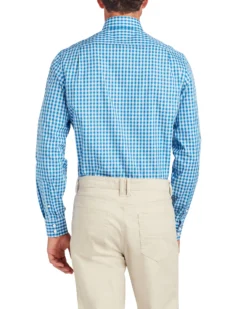 LF Dobby Diamond Gingham Slim Fit Dress Shirt - Teal