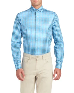 LF Dobby Diamond Gingham Slim Fit Dress Shirt - Teal