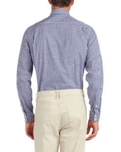 LF Tailored Shop Gingham Slim Fit Dress Shirt - Pink & Navy