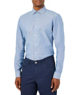 LF Chambray Skinny Fit Dress Shirt - Navy Tailored Shop