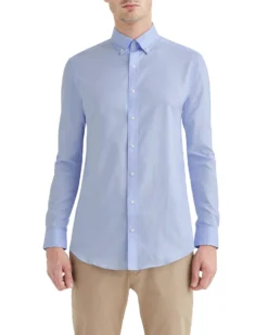 LF Tailored Shop Blue Solid Oxford Slim Fit Dress Shirt