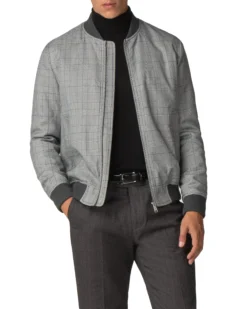 Baird Casual Jackets Checked Bomber Jacket - Black