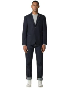 Baird Tipped Flannel Blazer - Navy