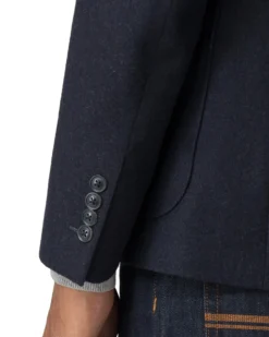 Baird Tipped Flannel Blazer - Navy