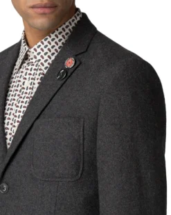 Baird Casual Jackets Tipped Flannel Blazer - Charcoal