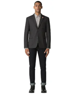 Baird Casual Jackets Tipped Flannel Blazer - Charcoal