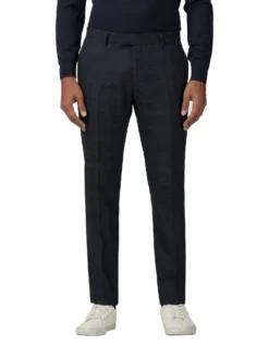 Baird Tailored Shop Textured Check Stretch Camden Fit Suit Trouser - Navy