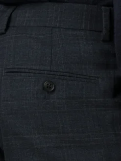 Baird Tailored Shop Textured Check Stretch Camden Fit Suit Trouser - Navy