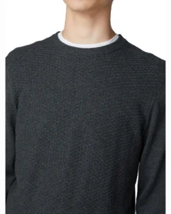 Baird Textured Knit Crewneck Sweater - Grey