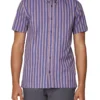 Baird Short Sleeve Vertical Slub Stripe Shirt - Cobalt The Vertical Stripe