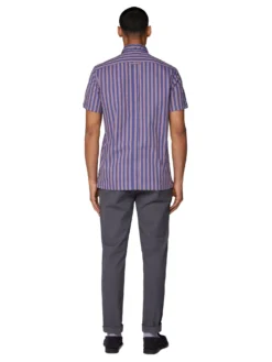 Baird Short Sleeve Vertical Slub Stripe Shirt - Cobalt The Vertical Stripe