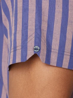 Baird Short Sleeve Vertical Slub Stripe Shirt - Cobalt The Vertical Stripe