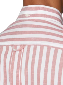 Baird Short Sleeve Vertical Slub Stripe Shirt - Cerise The Vertical Stripe