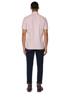 Baird Short Sleeve Vertical Slub Stripe Shirt - Cerise The Vertical Stripe