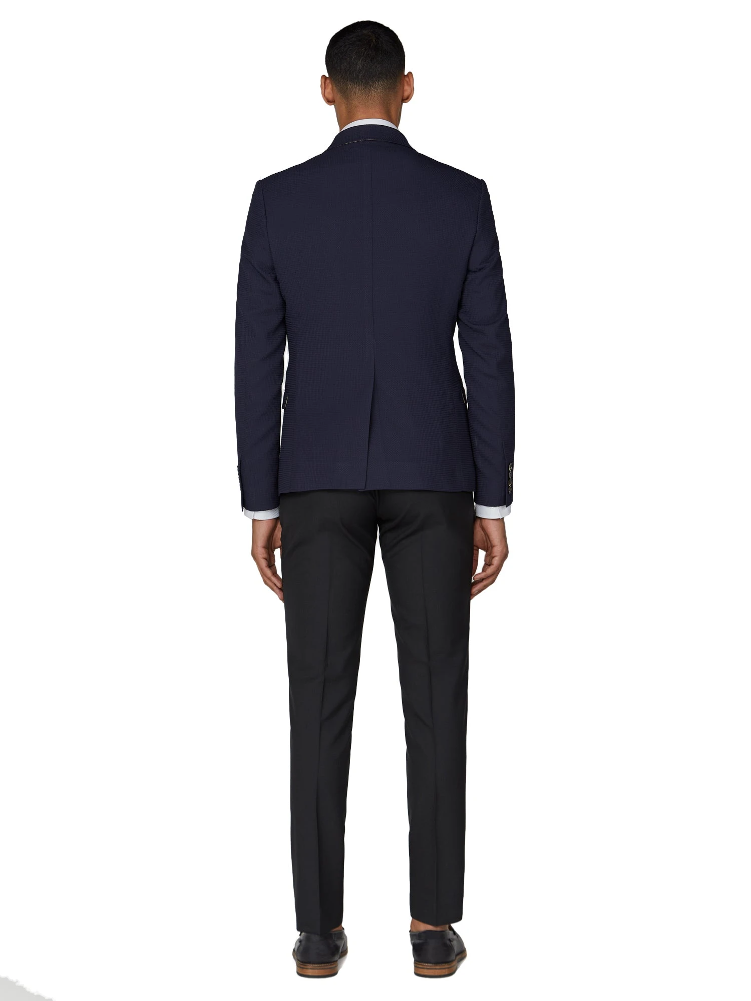 Baird Texture Double-Breasted Suit Jacket - Navy 7 Baird Texture Double-Breasted Suit Jacket - Navy