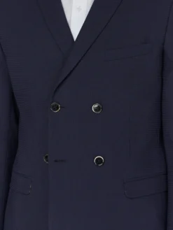 Baird Texture Double-Breasted Suit Jacket - Navy
