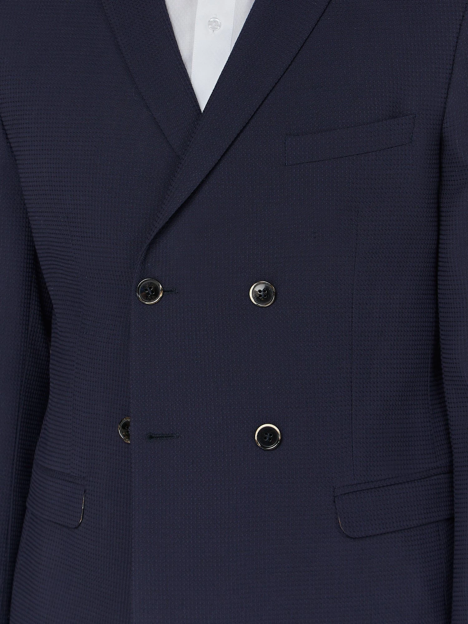 Baird Texture Double-Breasted Suit Jacket - Navy 4 Baird Texture Double-Breasted Suit Jacket - Navy