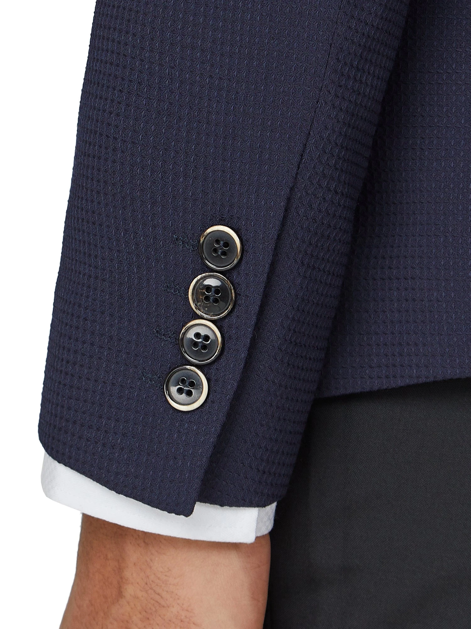 Baird Texture Double-Breasted Suit Jacket - Navy 5 Baird Texture Double-Breasted Suit Jacket - Navy