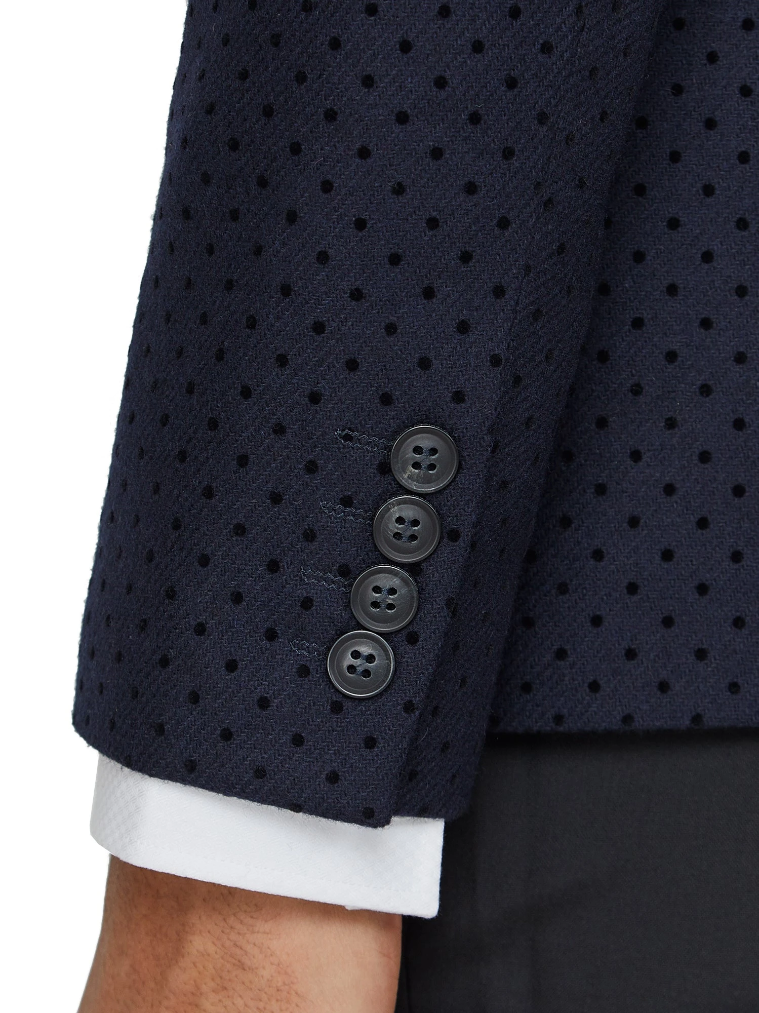 Baird Tailored Shop Polka Dot Camden Fit Tuxedo Jacket - Navy 5 Baird Tailored Shop Polka Dot Camden Fit Tuxedo Jacket - Navy