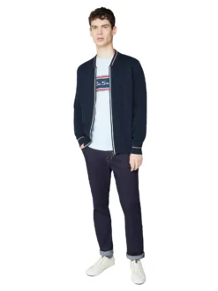 Baird Chest Stripe Logo Print Tee - Sky