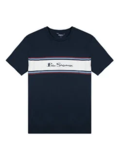 Baird Chest Stripe Logo Print Tee - Dark Navy