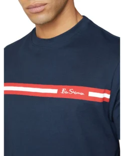 Baird Loungewear Printed Chest Stripe Tee - Dark Navy