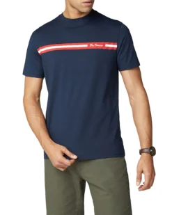 Baird Loungewear Printed Chest Stripe Tee - Dark Navy