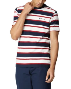 Baird Reverse Loopback Stripe Tee - Dark Navy Loungewear