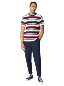 Baird Reverse Loopback Stripe Tee - Dark Navy Loungewear
