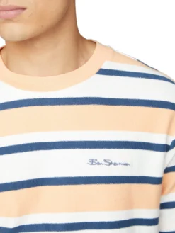 Baird Loungewear Reverse Loopback Stripe Tee - Peach