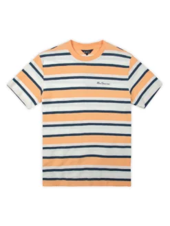 Baird Loungewear Reverse Loopback Stripe Tee - Peach