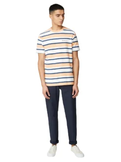 Baird Loungewear Reverse Loopback Stripe Tee - Peach