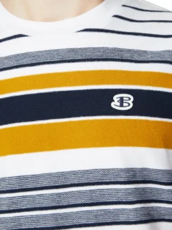 Baird Loungewear Reverse Knit Stripe Tee - Snow White