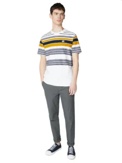 Baird Loungewear Reverse Knit Stripe Tee - Snow White