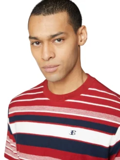 Baird Loungewear Reverse Knit Stripe Tee - Red