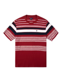 Baird Loungewear Reverse Knit Stripe Tee - Red