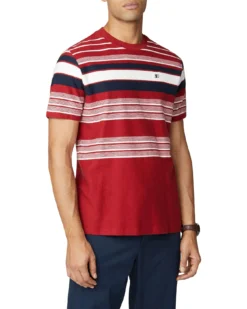 Baird Loungewear Reverse Knit Stripe Tee - Red