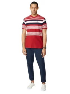 Baird Loungewear Reverse Knit Stripe Tee - Red