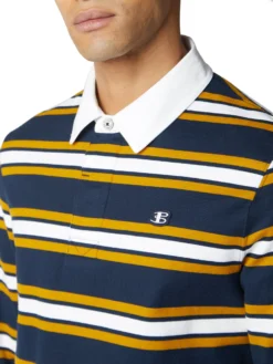 Jaytex Striped Rugby Polo Shirt - Dark Navy Loungewear