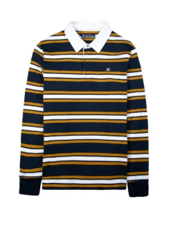 Jaytex Striped Rugby Polo Shirt - Dark Navy Loungewear