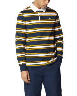 Jaytex Striped Rugby Polo Shirt - Dark Navy Loungewear
