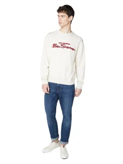 Baird Loungewear Signature Logo Sweatshirt - Ecru