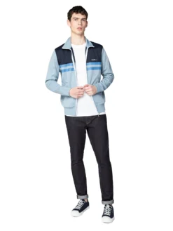 Baird Color Block Tricot Jacket - Dusky Blue Casual Jackets